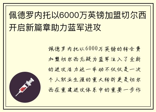 佩德罗内托以6000万英镑加盟切尔西开启新篇章助力蓝军进攻 佩德罗内托以6000万英镑加盟切尔西开启新篇章助力蓝军进攻